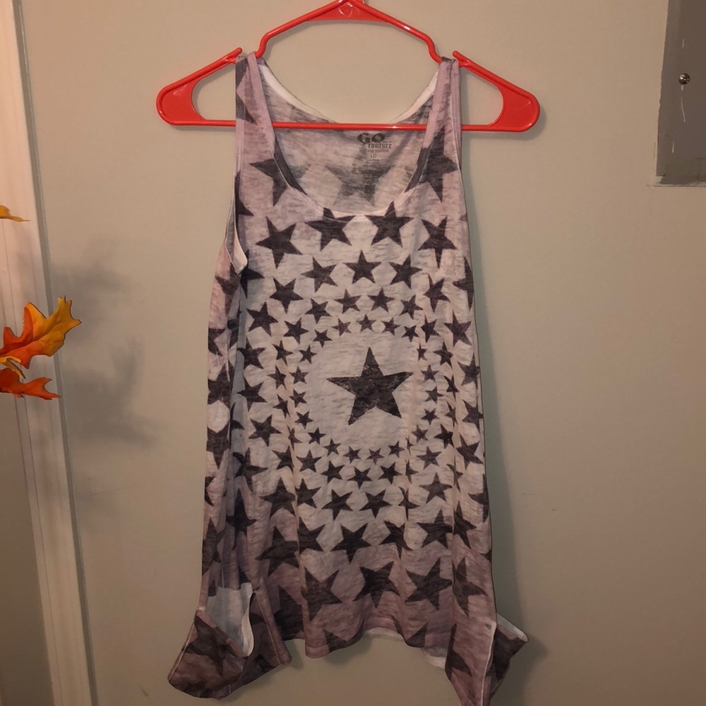GO COUTURE vintage edition sz LG long tank top w stars w pockets summer